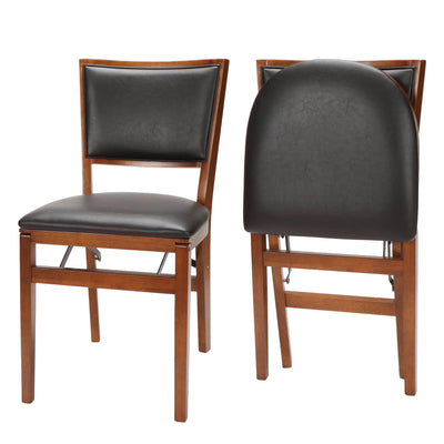 Stakmore Retro Upholstered Back Folding Chair, Fruitwood Finish Frame, Set of 2 (Open Box)