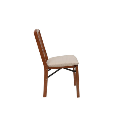 Stakmore Wooden Slat Back Folding Dining Chairs, Padded Seat, Cherry, (Open Box)