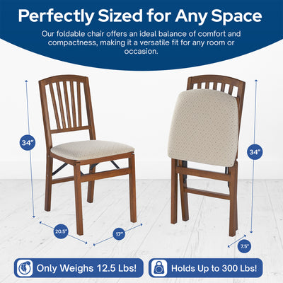 MECO Stakmore Wood Fabric Upholstered Seat Folding Chair, Fruitwood (Open Box)