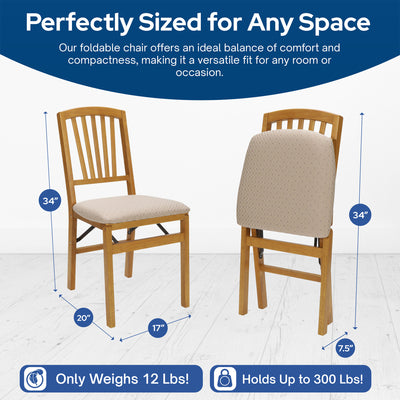 MECO Stakmore Wood Blush Fabric Upholstered Seat Folding Chair Set, (Open Box)