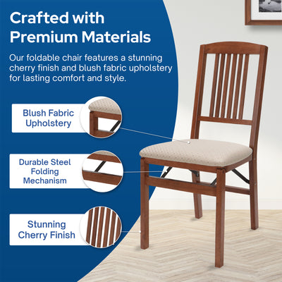 Stakmore Simple Mission Wooden Folding Chairs w/ Padded Seats, (Open Box)