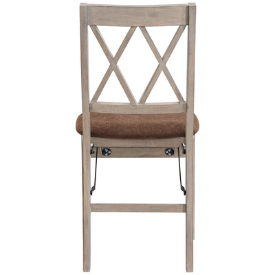 Stakmore Double X Wooden Folding Dining Chairs, Padded Seat, Driftwood, Set of 2 - VMInnovations
