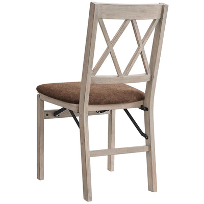 Stakmore Double X Wooden Folding Dining Chairs, Padded Seat, Driftwood, Set of 2 - VMInnovations