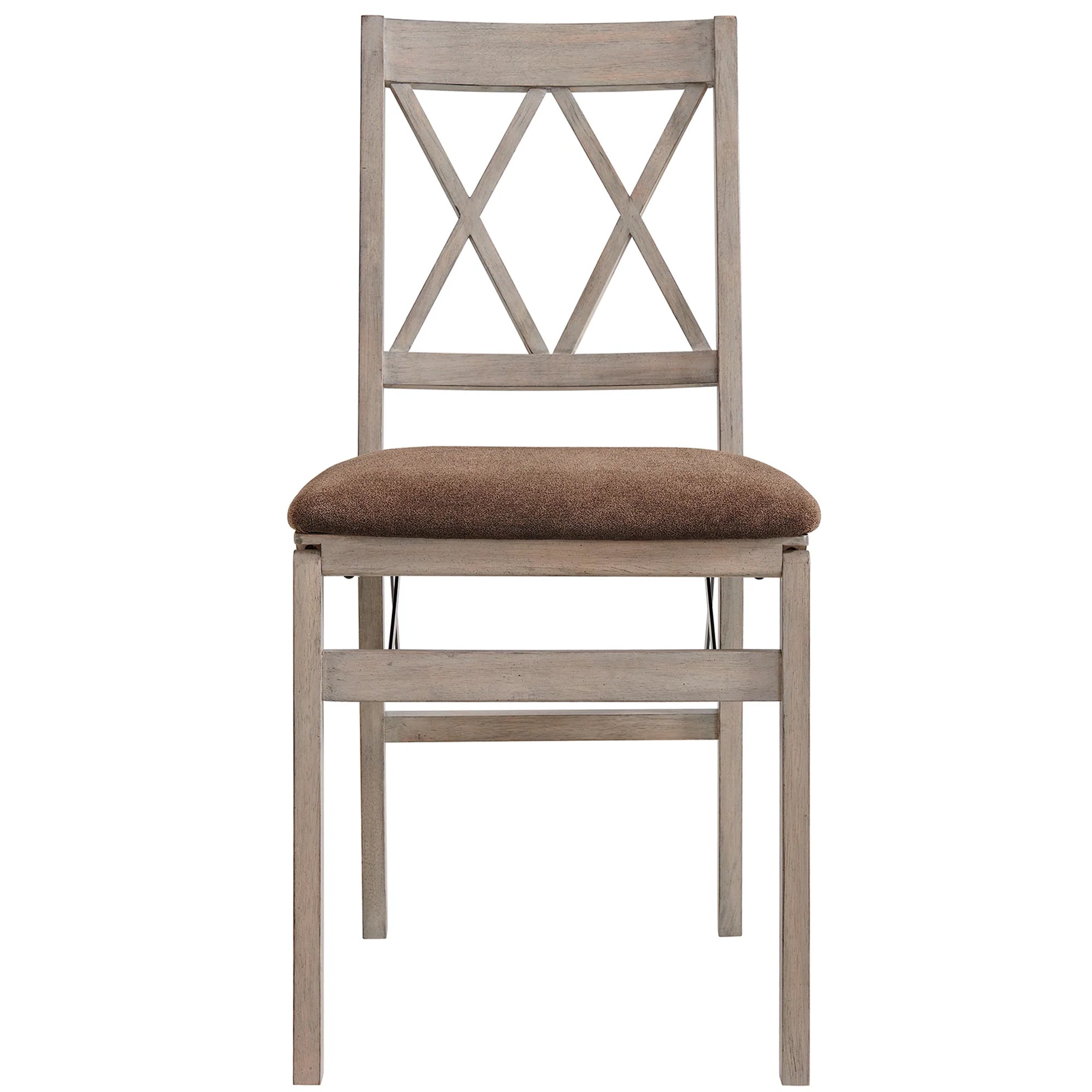Stakmore Double X Wooden Folding Dining Chairs, Padded Seat, Driftwood, Set of 2 - VMInnovations