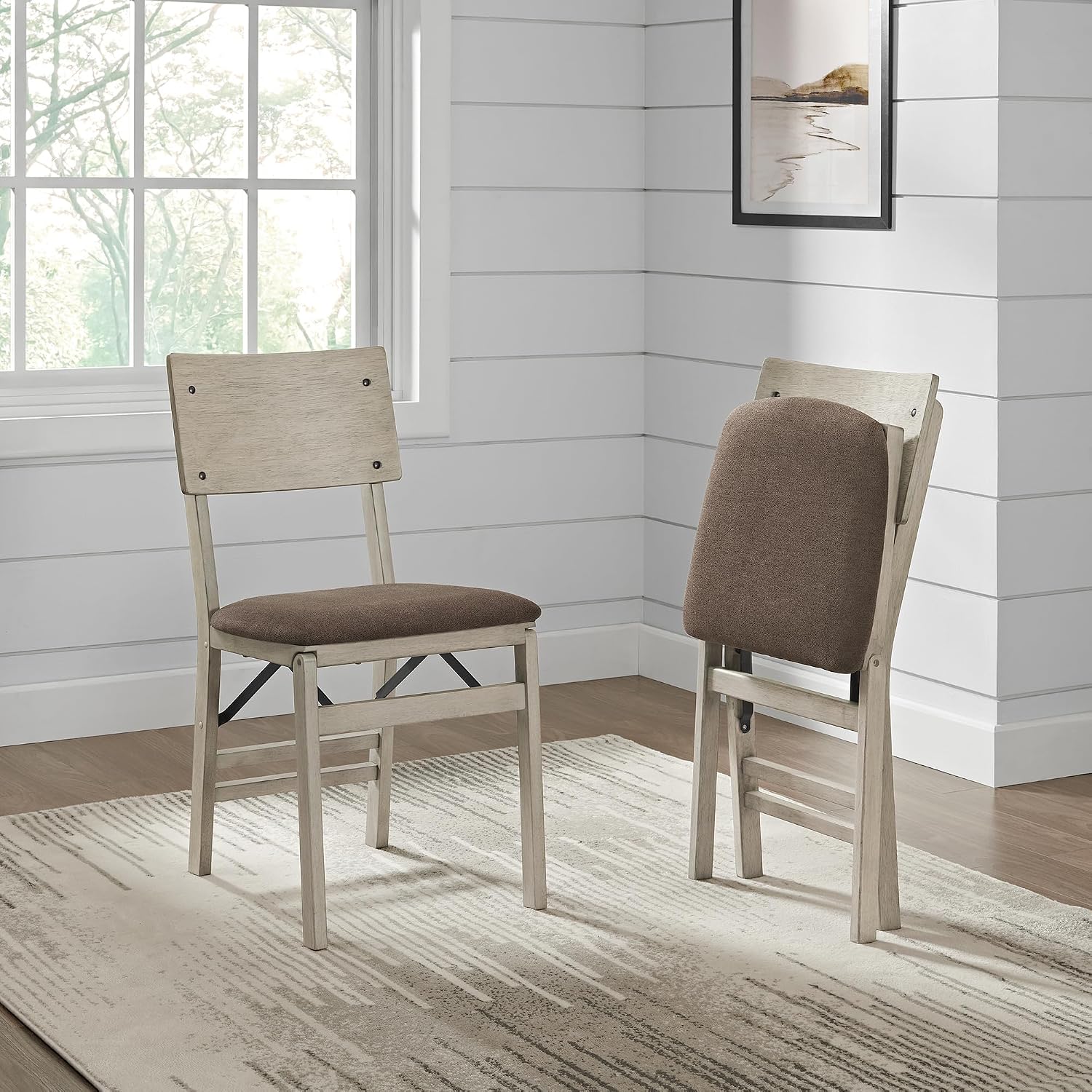 Stakmore Solid Wood Folding Dining Chairs with Padded Seat, Driftwood (Open Box) - VMInnovations