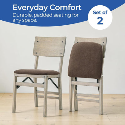Stakmore Solid Wood Folding Dining Chairs with Padded Seat, Driftwood (Open Box)