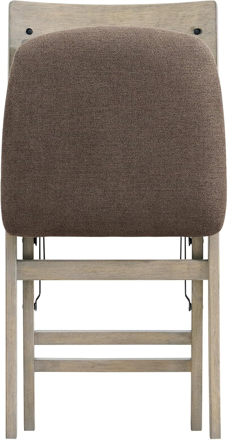 Stakmore Solid Wood Folding Dining Chairs with Padded Seat, Driftwood, Set of 2 - VMInnovations