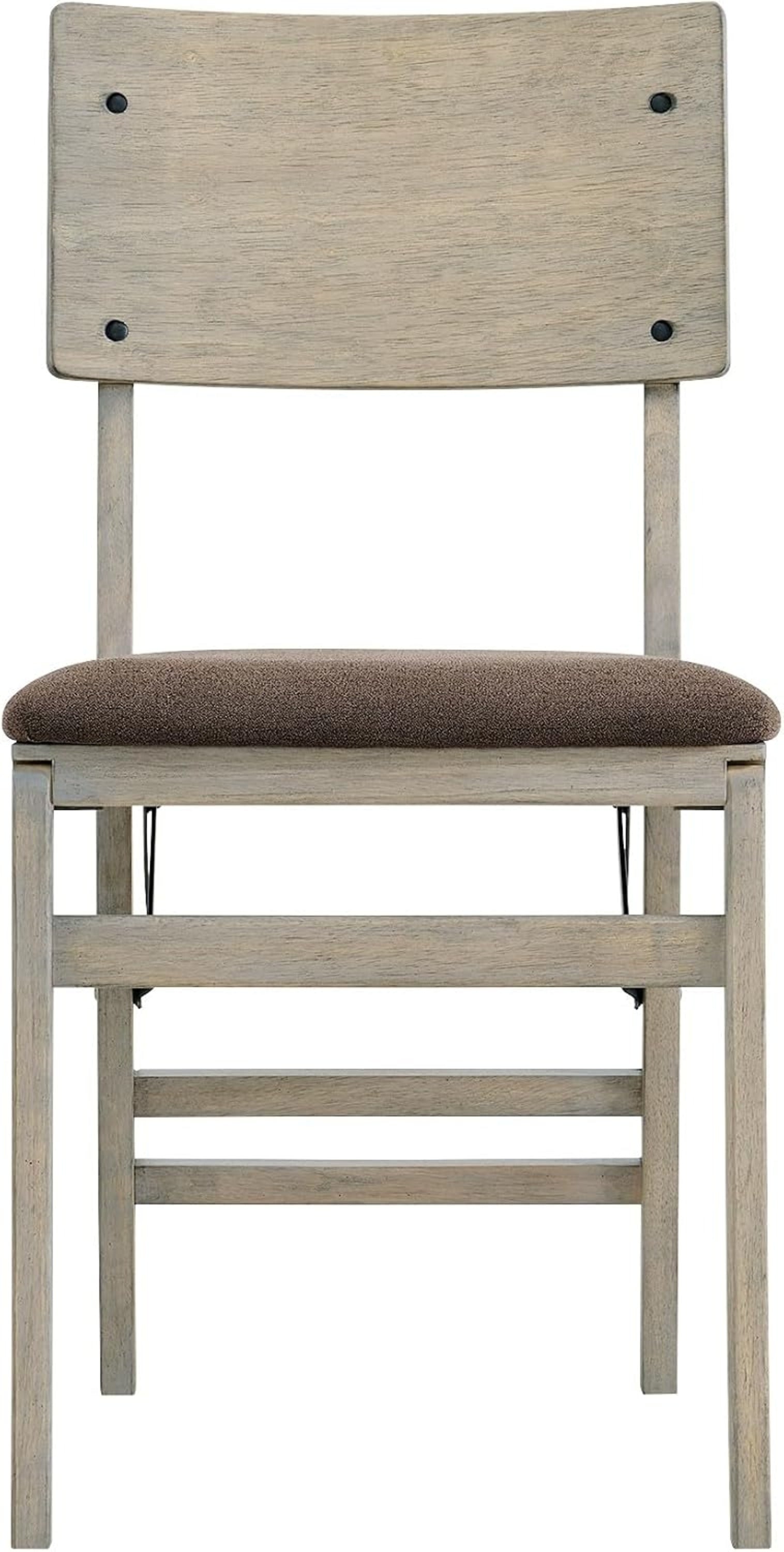 Stakmore Solid Wood Folding Dining Chairs with Padded Seat, Driftwood (Open Box)