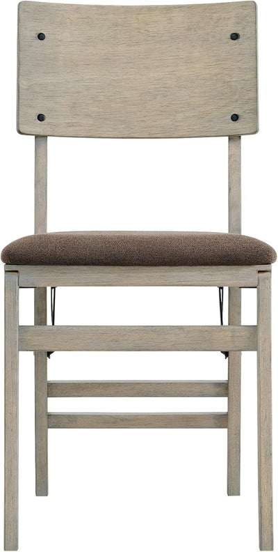 Stakmore Solid Wood Folding Dining Chairs with Padded Seat, Driftwood, (Used)