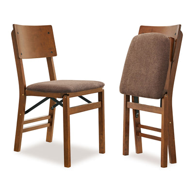 Stakmore Solid Wood Folding Dining Chairs with Padded Seat, Fruitwood, Set of 2