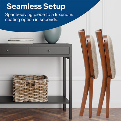 MECO Stakmore Wood Upholstered Seat Folding Chair Set, Fruitwood (Open Box)