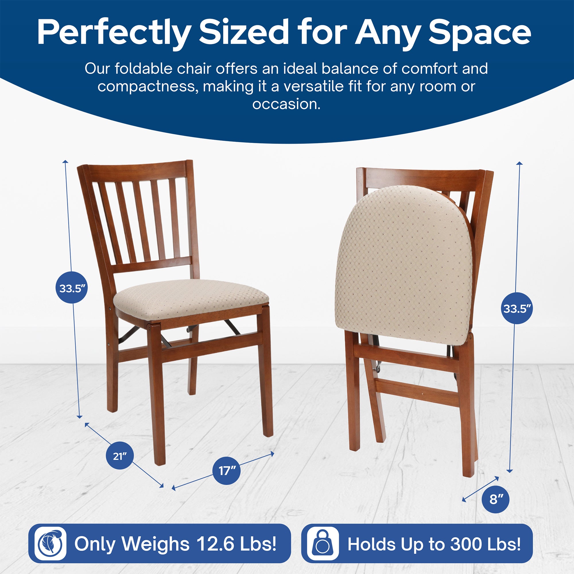 MECO Stakmore Wood Upholstered Seat Folding Chair Set, Fruitwood (Open Box)