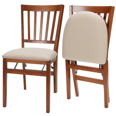 MECO Stakmore Wood Upholstered Seat Folding Chair Set, Fruitwood (Open Box)