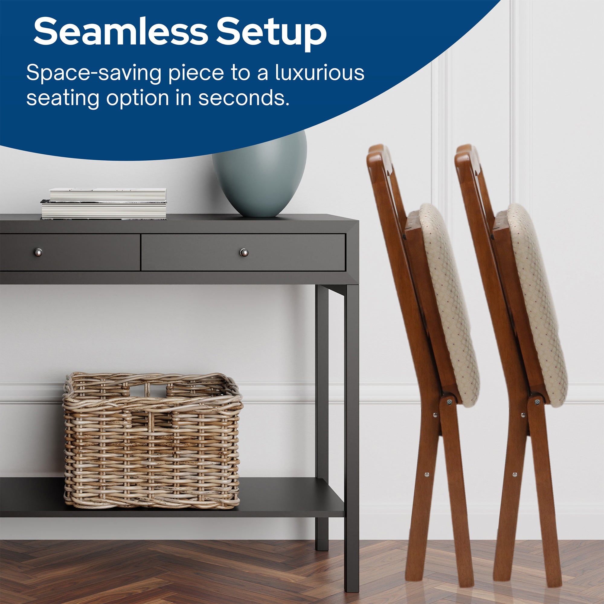 Stakmore Queen Anne Wooden Folding Chair with Padded Seat, Set of 2 (Open Box)