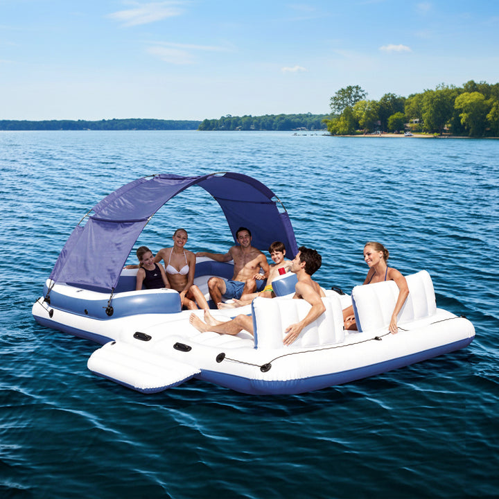 Bestway Hydro-Force Tropical Breeze 6 Person Inflatable Party Island Water Float - VMInnovations