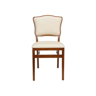 Stakmore 2 Pack French Fabric Upholstered Seat Folding Chair Set, Fruitwood