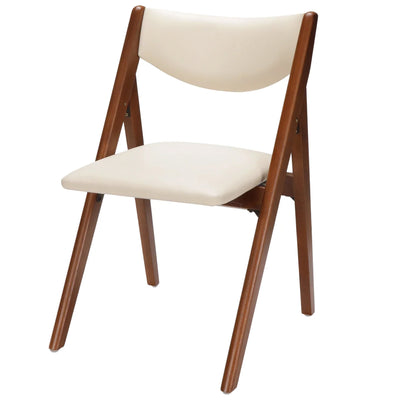 Stakmore 2Pk Retro Modern Wood Folding Chair, Padded Upholstered Seat (Open Box)