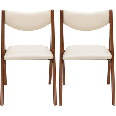 Stakmore 2Pk Retro Modern Wood Folding Chair, Padded Upholstered Seat (Open Box)