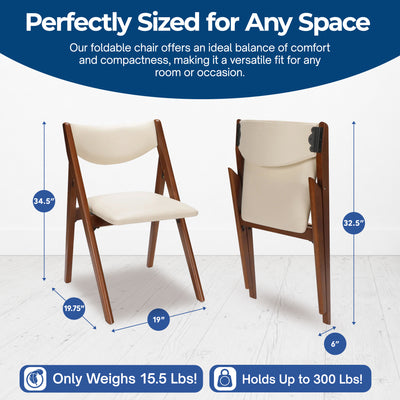 Stakmore 2 Pack Retro Modern Wood Folding Chair, Upholstered Seat, Fruitwood