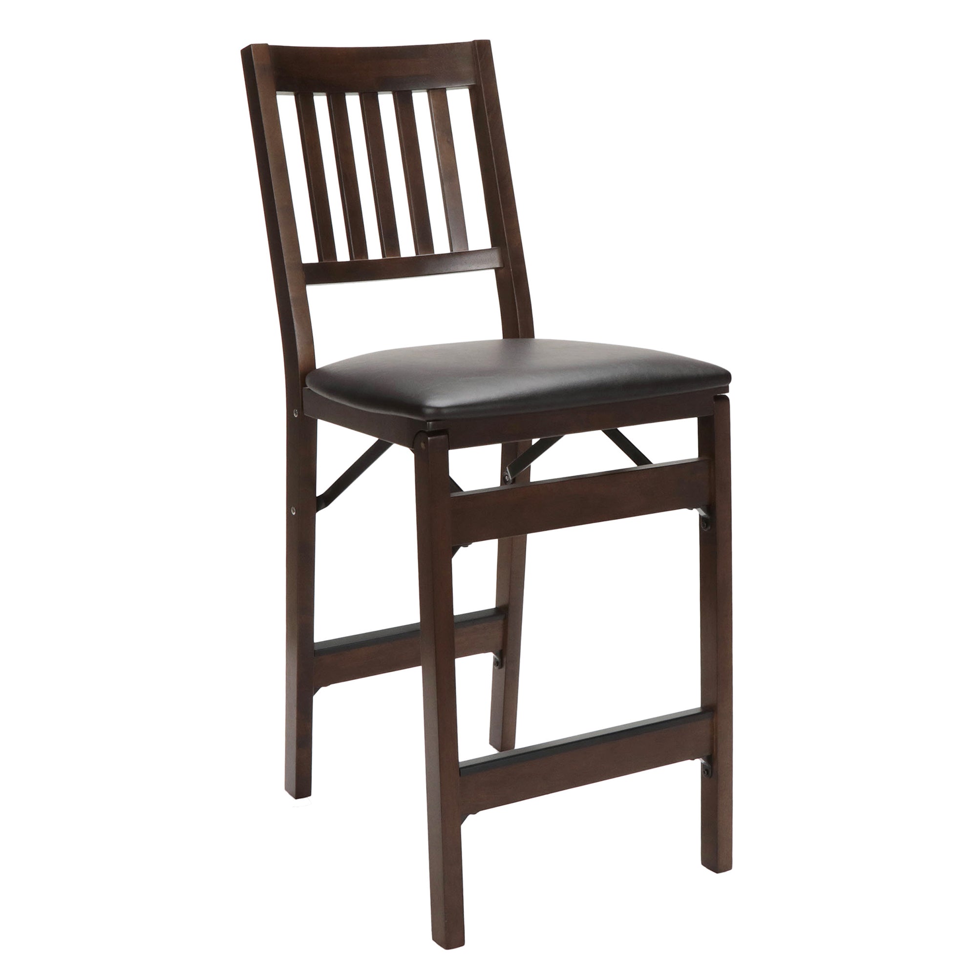 MECO Stakmore Bonded Leather Seat Folding Counter Stools, Espresso (2 Pack) - VMInnovations