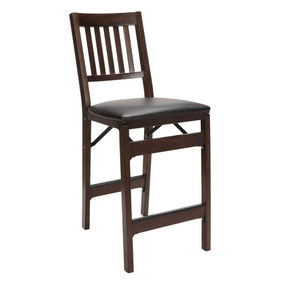MECO Stakmore Bonded Leather Seat Folding Counter Stools, Espresso (2 Pack) - VMInnovations
