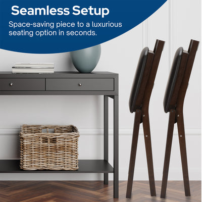 MECO Stakmore Bonded Leather Seat Folding Counter Stools, Espresso (2 Pack) - VMInnovations