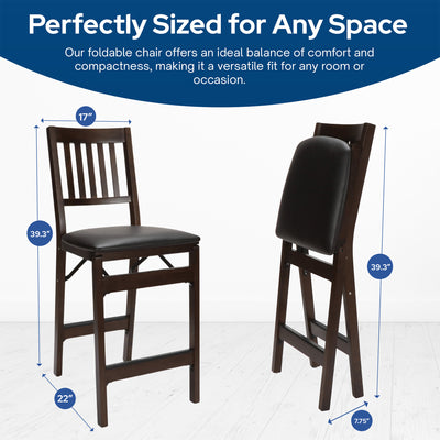 MECO Stakmore Bonded Leather Seat Folding Counter Stools, Espresso (2 Pack) - VMInnovations