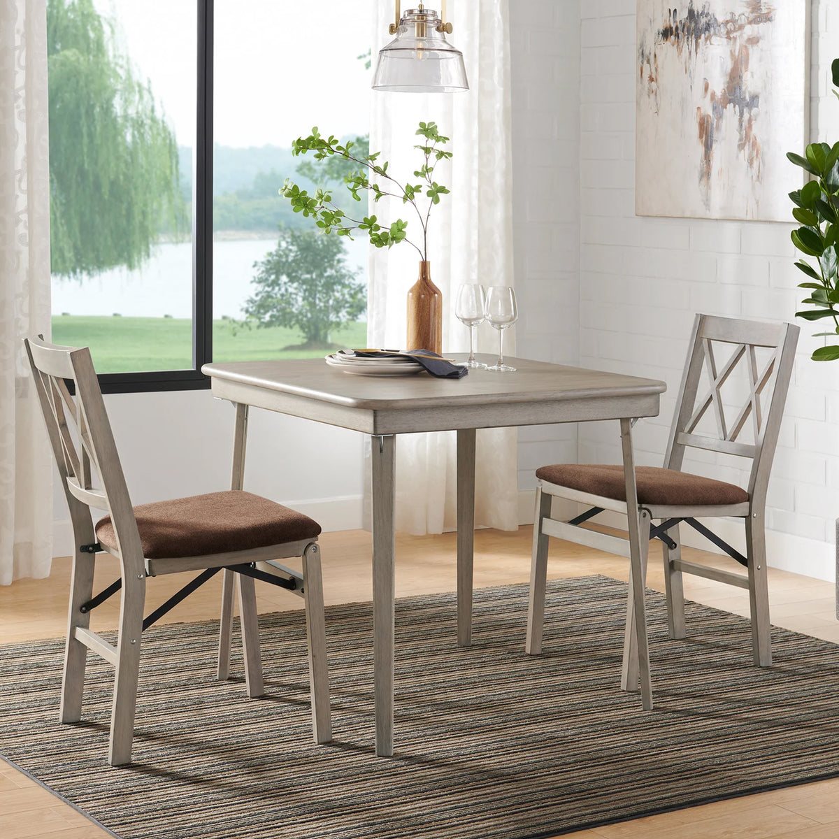 Stakmore 32x32 Wooden Square Folding Card Table, Straight Edge, Driftwood Frame (Open Box)