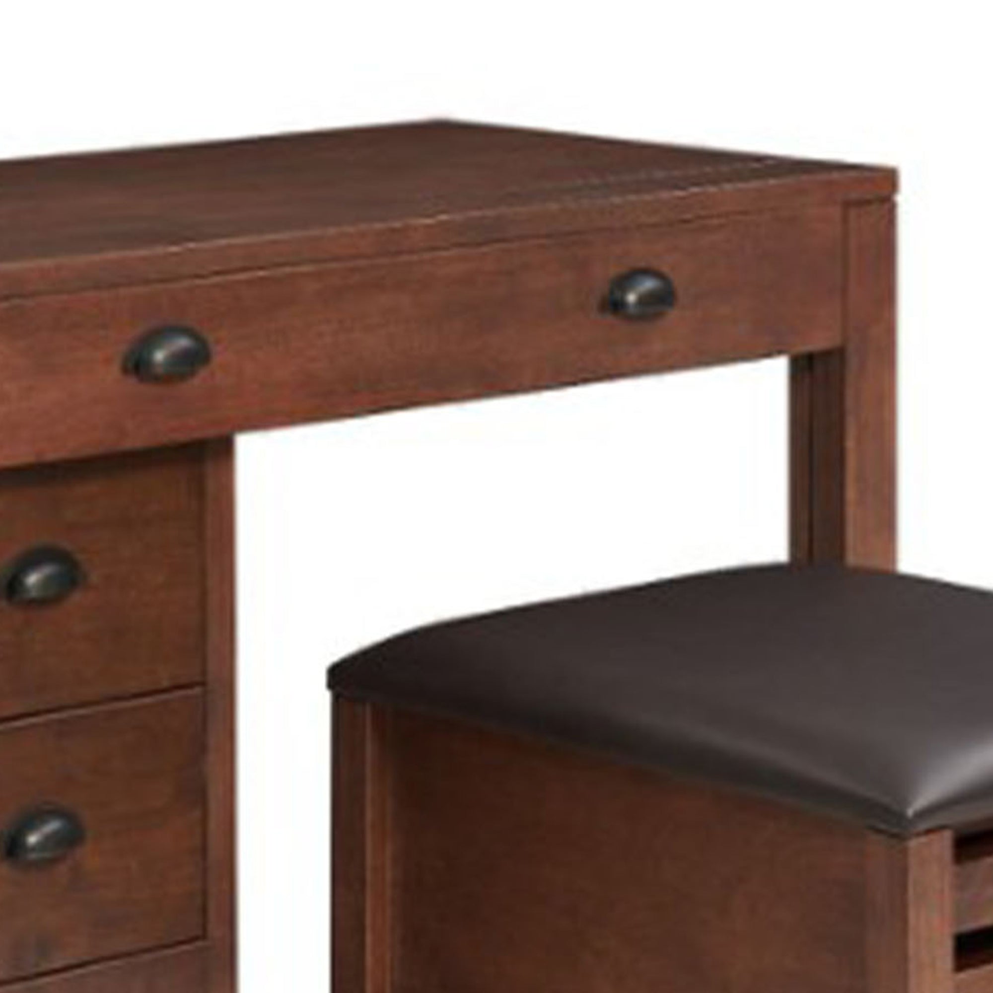 Stakmore Wooden Expanding Desk with Ottoman and 3 Functioning Drawers, Walnut