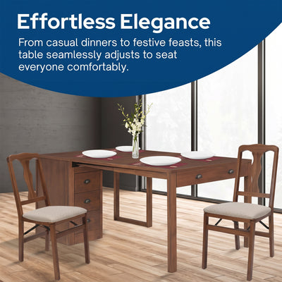 Stakmore Wooden Expanding Desk with Ottoman and 3 Functioning Drawers, Walnut - VMInnovations