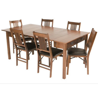 Stakmore 6-Seater Wooden Expandable Dining Table with 2 Leaves, Fruitwood Frame - VMInnovations
