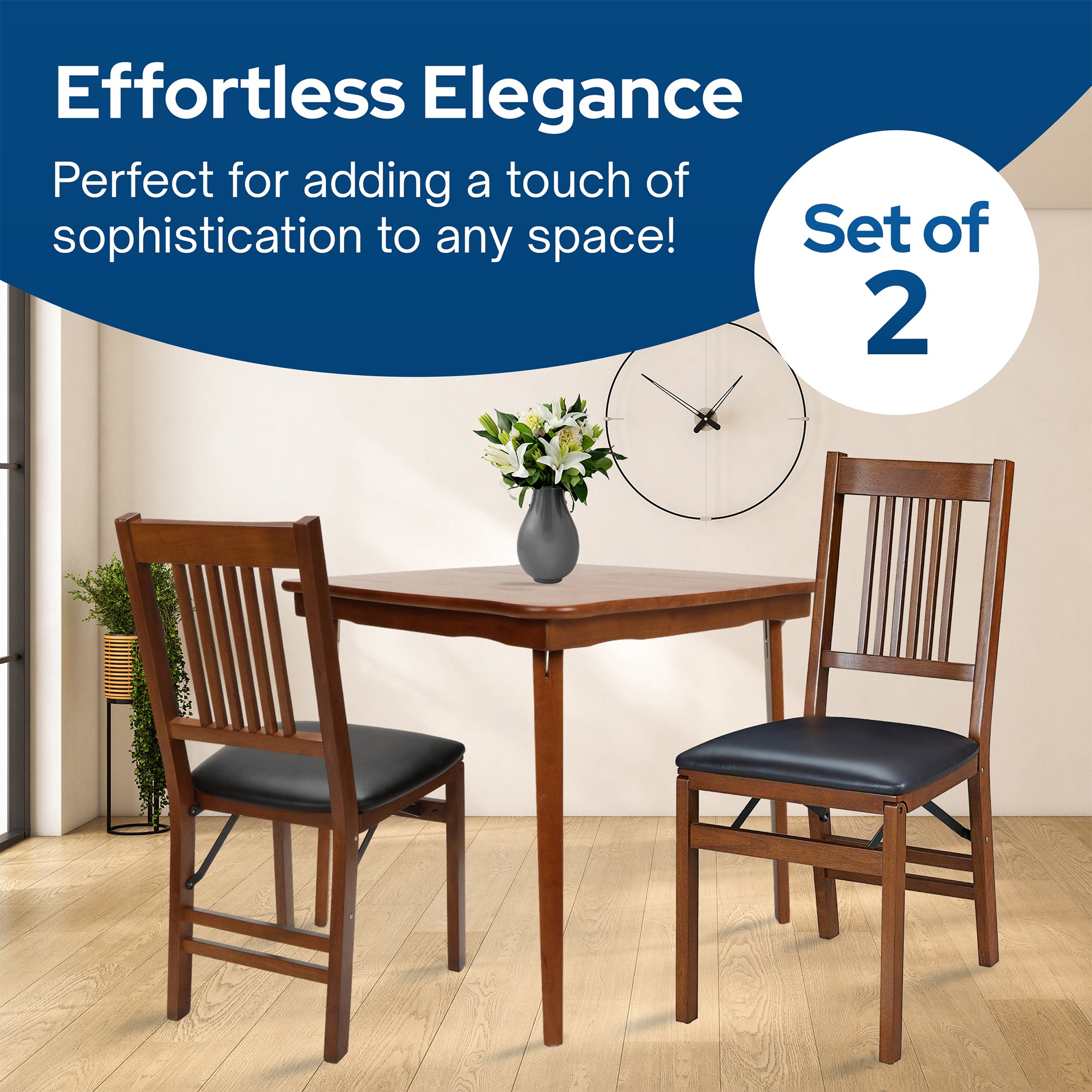 MECO Stakmore Wood Vinyl Upholstered Seat Folding Chair Set, (2 Pack) (Open Box) - VMInnovations