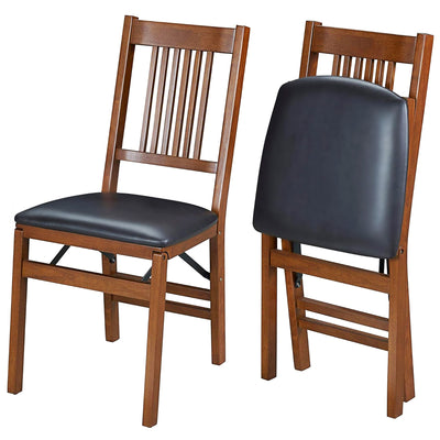 MECO Stakmore Wood Vinyl Upholstered Seat Folding Chair Set, (2 Pack) (Open Box) - VMInnovations