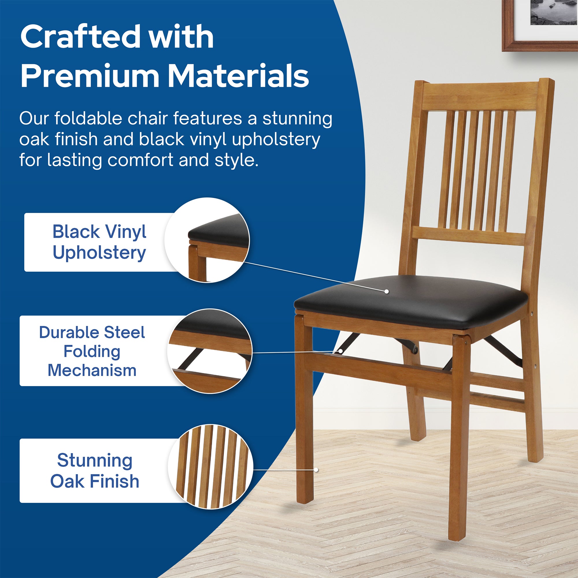 MECO Stakmore Wood Black Vinyl Upholstered Seat Folding Chair(2 Pack) (Open Box)