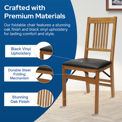 MECO Stakmore Wood Black Vinyl Upholstered Seat Folding Chair(2 Pack) (Open Box)