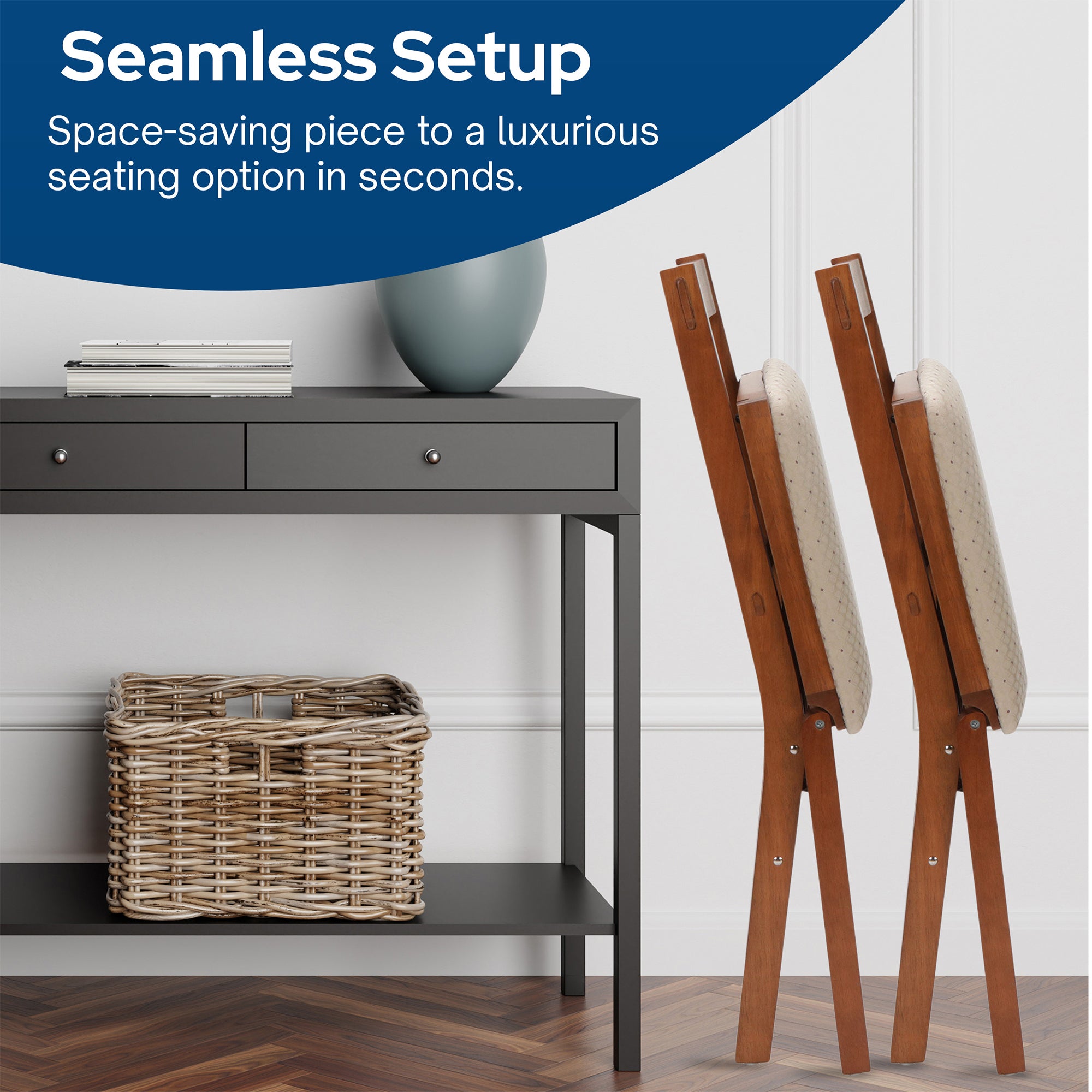 Stackmore Arts and Craft Wooden Folding Chairs w/Padded Seats Set of 2(Open Box)