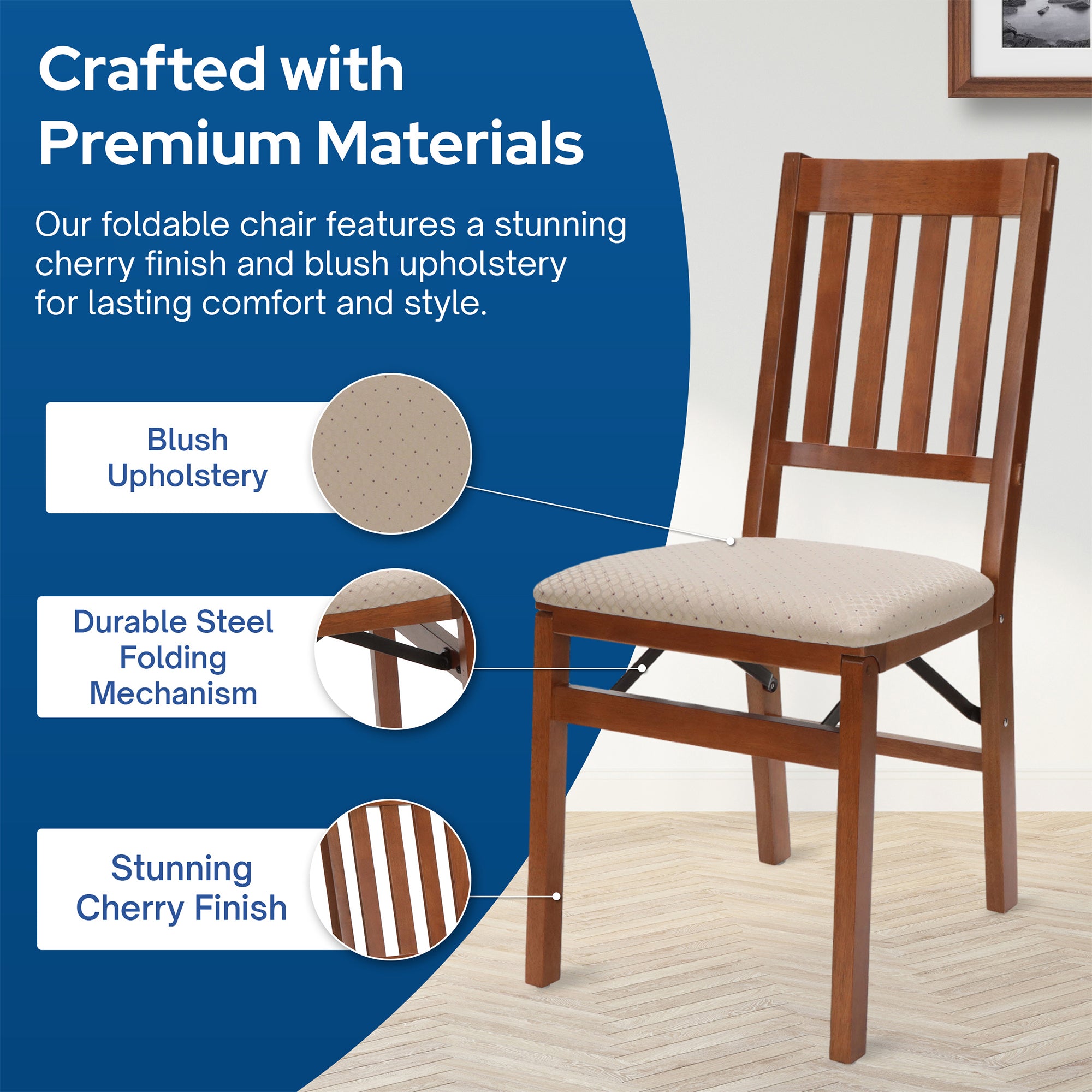 Stackmore Arts and Craft Wooden Folding Chairs w/Padded Seats Set of 2(Open Box)