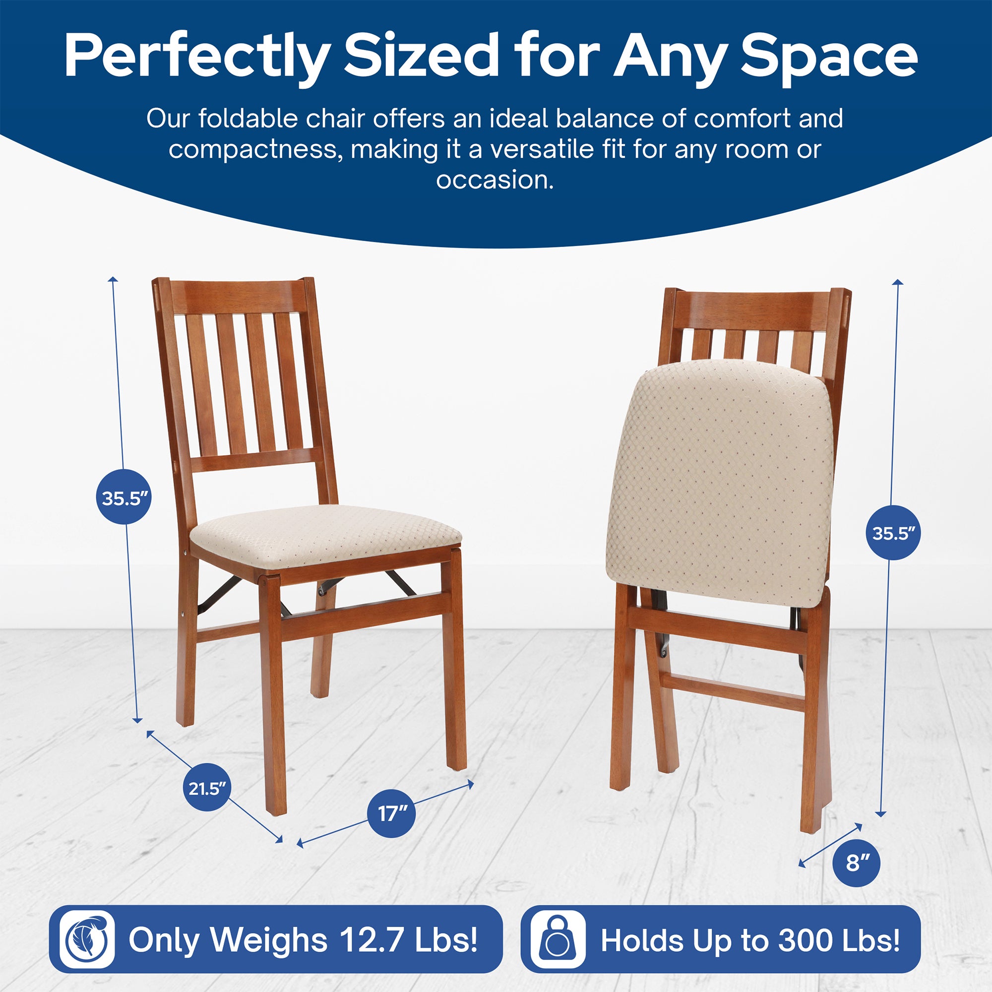 Stackmore Arts and Craft Wooden Folding Chairs w/ Padded Seats, Cherry, (Used) - VMInnovations