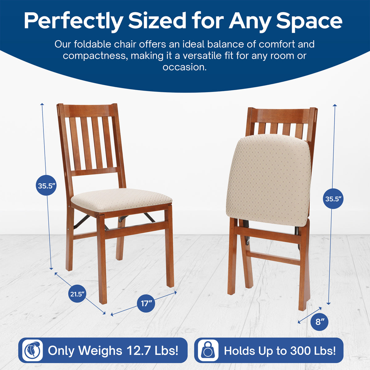 Stackmore Arts and Craft Wooden Folding Chairs w/Padded Seats Set of 2(Open Box) - VMInnovations