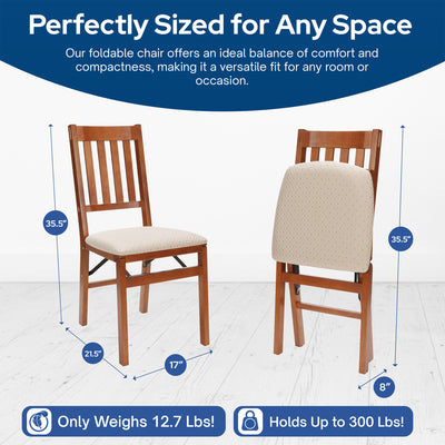Stackmore Arts and Craft Wooden Folding Chairs w/Padded Seats Set of 2(Open Box) - VMInnovations