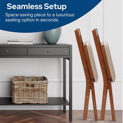 Stackmore Arts and Craft Wood Folding Chairs w Padded Seats, Set of 2 (Open Box) - VMInnovations