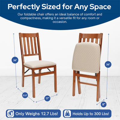 Stackmore Arts and Craft Wood Folding Chairs w Padded Seats, Set of 2 (Open Box) - VMInnovations