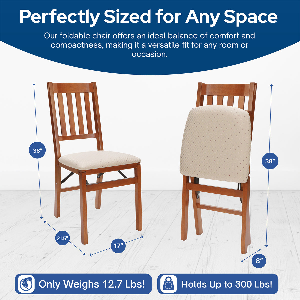 Stackmore Arts and Craft Wood Folding Chairs w Padded Seats, 2/2(Used) - VMInnovations