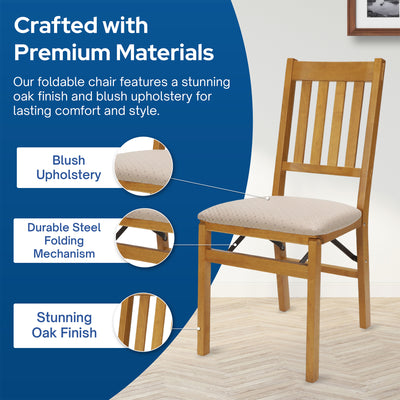 Stackmore Arts and Craft Wooden Folding Chairs with Padded Seats Set (Open Box)