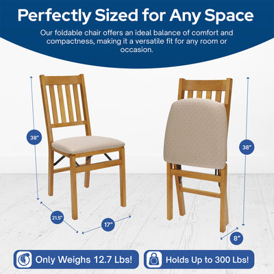 Stackmore Arts and Craft Wooden Folding Chairs with Padded Seats Set (Open Box)