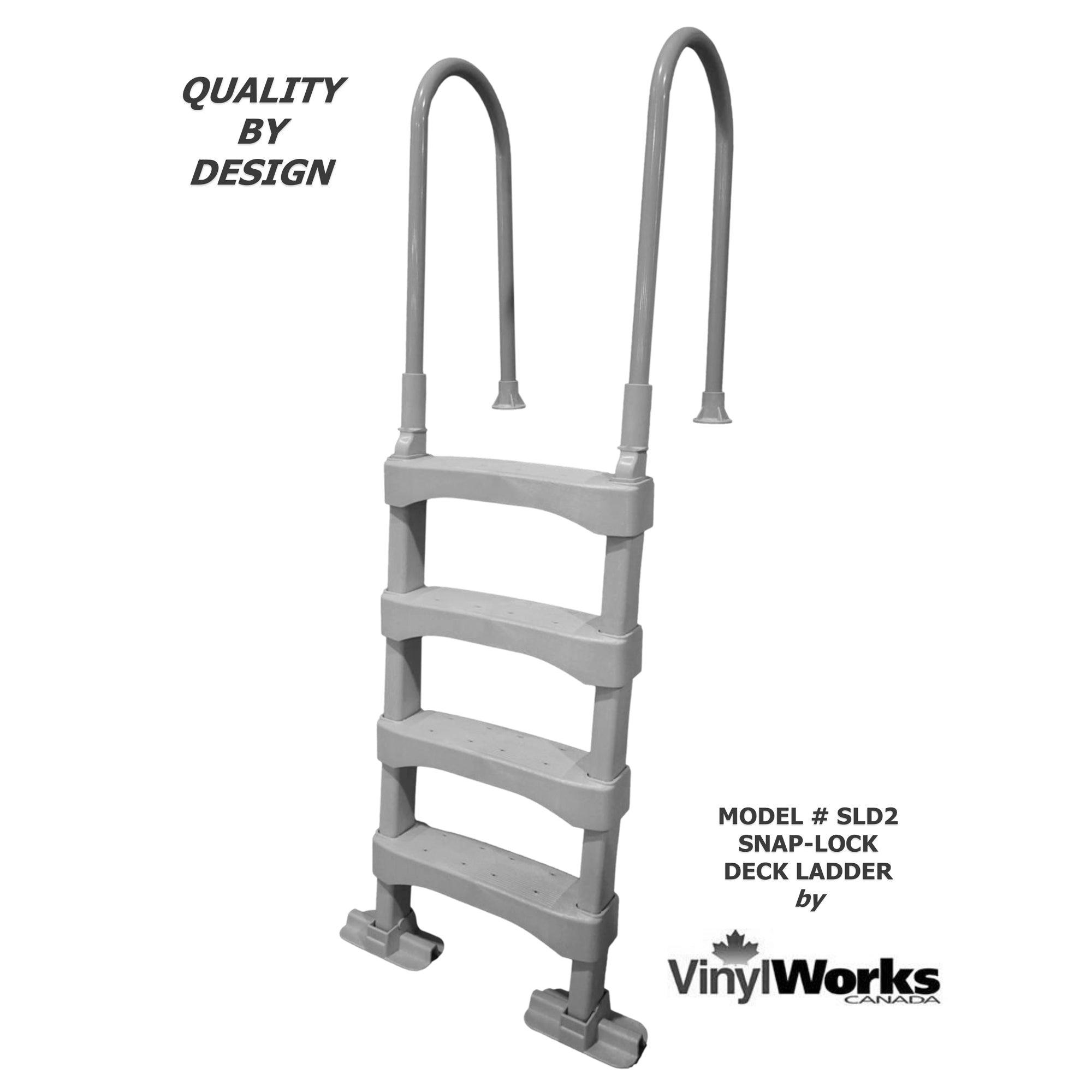 Above Ground Pool Deck STep Ladder, 4-Step Resin Safety Frame, Gray (Open Box) - VMInnovations
