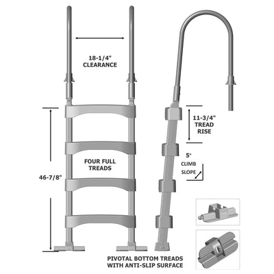 Above Ground Pool Deck STep Ladder, 4-Step Resin Safety Frame, Gray (Open Box) - VMInnovations