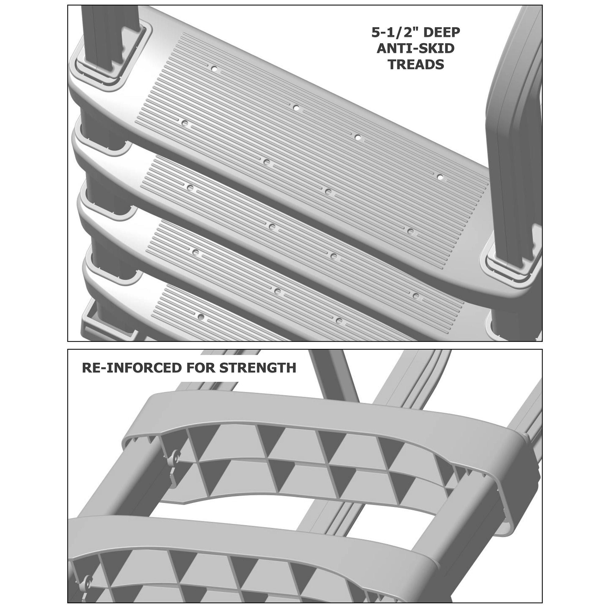Above Ground Pool Deck STep Ladder, 4-Step Resin Safety Frame, Gray (Open Box) - VMInnovations