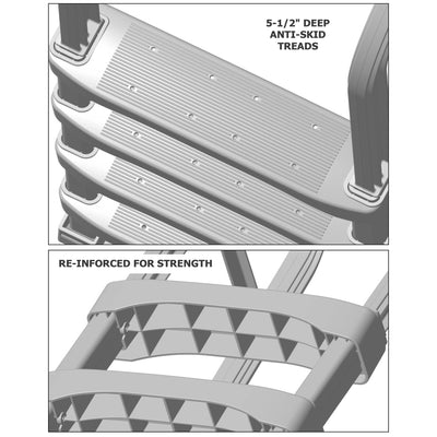 Above Ground Pool Deck STep Ladder, 4-Step Resin Safety Frame, Gray (Open Box) - VMInnovations