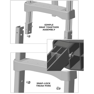 Above Ground Pool Deck STep Ladder, 4-Step Resin Safety Frame, Gray (Open Box) - VMInnovations